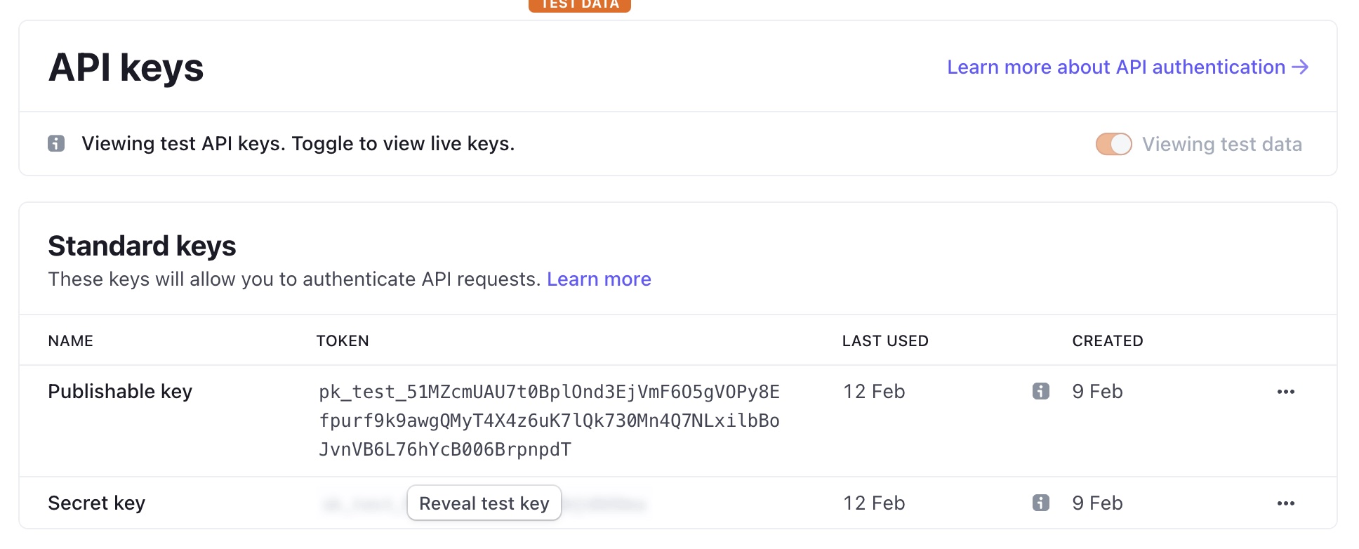 Screenshot of Stripe dashboard